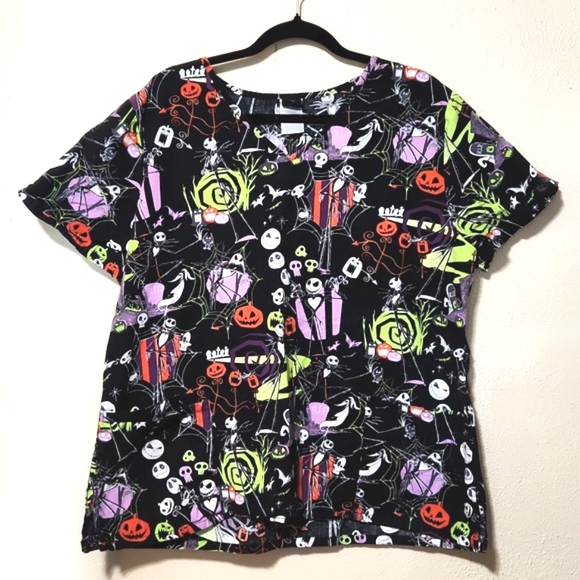 Disney The Nightmare Before Christmas Tim Burton Nurse Scrubs Size XL - Picture 11 of 11